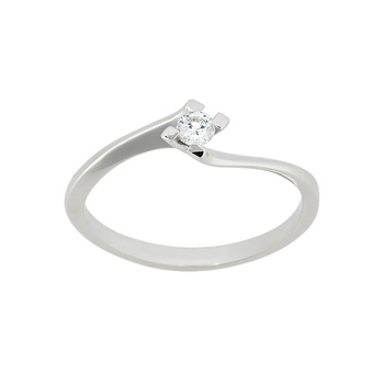 Μονόπετρο δαχτυλίδι φλόγα Κ18 λευκόχρυσο με διαμάντι 0.09ct