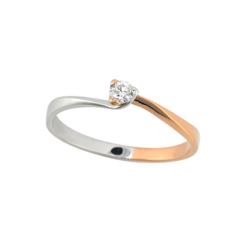 Μονόπετρο δαχτυλίδι Κ18 λευκόχρυσο και ροζ ρυσό με διαμάντι 0.09ct