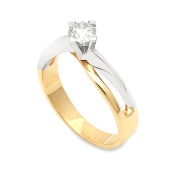 Μονόπετρο δαχτυλίδι Κ18 χρυσό & λευκόχρυσο με διαμάντι 0.31ct , VS1 , G
