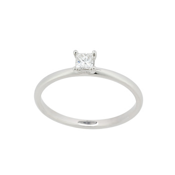 Μονόπετρο δαχτυλίδι Κ18 λευκόχρυσο με διαμάντι princess 0.18ct , VS1 , G