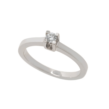 Μονόπετρο δαχτυλίδι Κ18 λευκόχρυσο με διαμάντι 0.13ct , VS , G