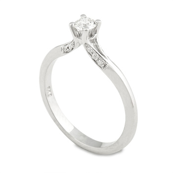 Μονόπετρο μεικτό δαχτυλίδι Κ18 λευκόχρυσο με διαμάντι 0.23 ct και πλαϊνα διαμάντια