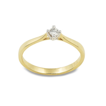 Μονόπετρο δαχτυλίδι Κ18 κίτρινο χρυσό με διαμάντι 0.09ct , VS1 , G