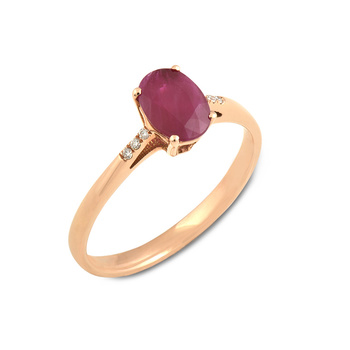 Δαχτυλίδι Κ18 ροζ χρυσό με οβάλ ρουμπίνι και διαμάντια
