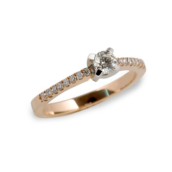 Μονόπετρο δαχτυλίδι Κ18 ροζ χρυσό με διαμάντι 0.25ct , VS1 , G και διαμάντια 0.16ct