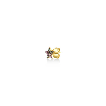 Μονό σκουλαρίκι αστέρι από ασήμι 925 με χρωματιστά ζιργκόν