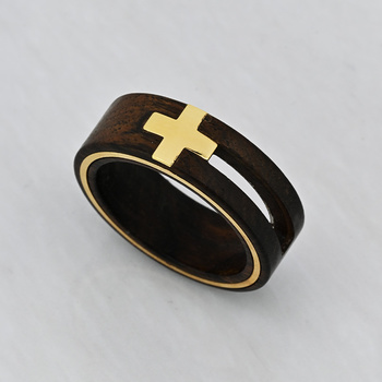 Δαχτυλίδι Κ18 χρυσό με ξύλο