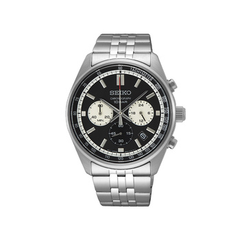 SEIKO Chronograph Black Dial Steel Bracelet