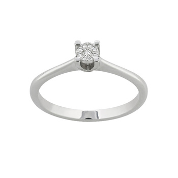 Δαχτυλίδι Κ18 λευκόχρυσο invisible μονόπετρο με διαμάντια