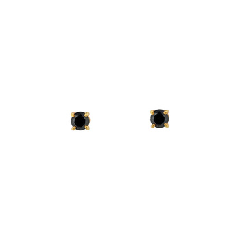 Σκουλαρίκια μονόπετρα Κ18 ροζ χρυσά με μαύρα διαμάντια
