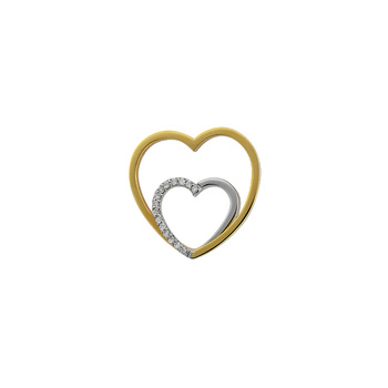 Μενταγιόν καρδιά Κ18 χρυσό και λευκόχρυσο με διαμάντια