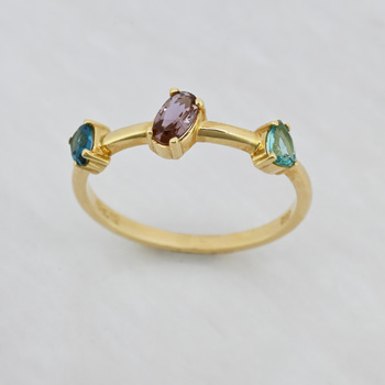 Δαχτυλίδι Κ14 χρυσό με χρωματιστά ζιργκόν