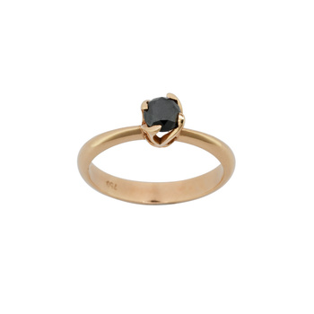 Μονόπετρο δαχτυλίδι φλόγα Κ18 ροζ χρυσό με μαύρο διαμάντι