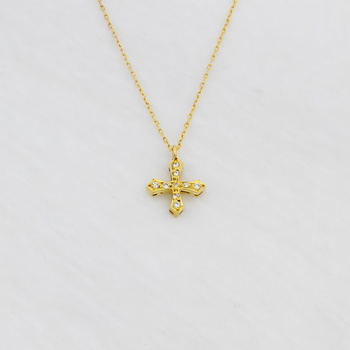 Κολιέ Κ18 χρυσό σταυρός με διαμάντια