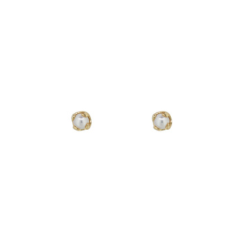 Σκουλαρίκια Κ14 χρυσά με μαργαριτάρι φλόγα