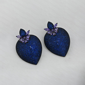 Σκουλαρίκια από μαύρο ασήμι 925 με μπλε ζιργκόν