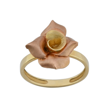 Δαχτυλίδι τριαντάφυλλο Κ14 χρυσό & ροζ χρυσό