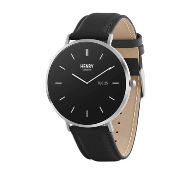 HENRY LONDON Smartwatch Silver & Black Leather