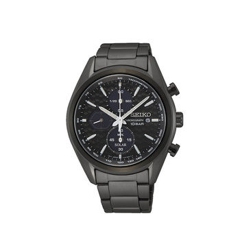 SEIKO Solar Chronograph Black Dial Black Bracelet