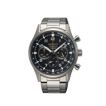 SEIKO Chronograph Black Dial Steel Bracelet