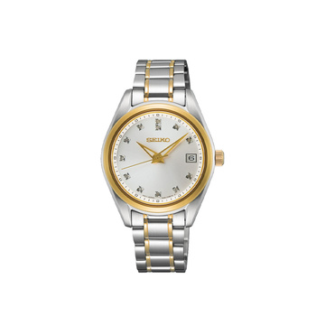 SEIKO Womens Diamonds White Dial Two-Tone Steel Bracelet