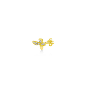 Σκουλαρίκι piercing μέλισσα χρυσό Κ14 με ζιργκόν