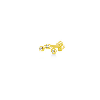 Σκουλαρίκι piercing χρυσό Κ14 με 3 ζιργκόν