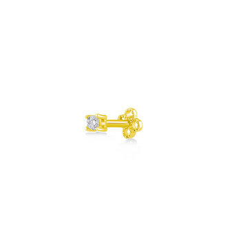 Σκουλαρίκι piercing χρυσό Κ14 μονόπετρο με ζιργκόν 2mm