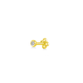 Σκουλαρίκι piercing χρυσό Κ14 μονόπετρο με ζιργκόν 1.5mm
