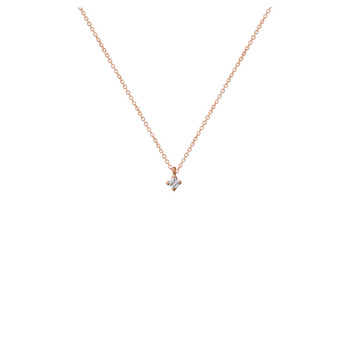 Κολιέ Κ9 ροζ χρυσό με μονόπετρο ζιργκόν