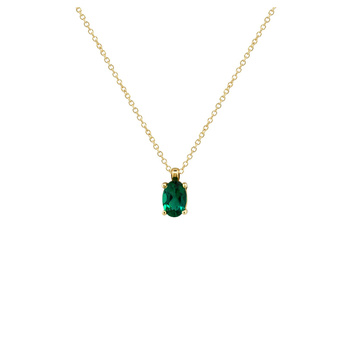 Κολιέ Κ14 χρυσό με καρδιά lab-grown σμαράγδι