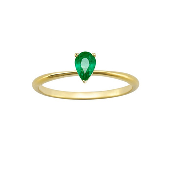 Δαχτυλίδι δάκρυ Κ18 χρυσό με σμαράγδι