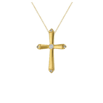 Σταυρός με αλυσίδα Κ14 χρυσός με ζιργκόν