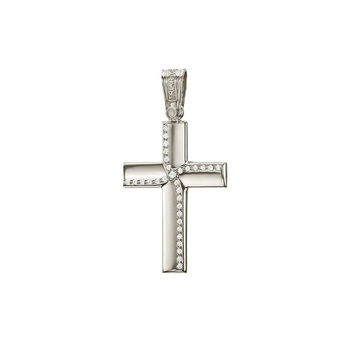 Σταυρός Κ14 λευκόχρυσος με ζιργκόν