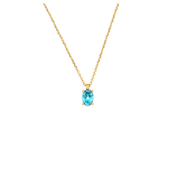Κολιέ Κ14 χρυσό με τοπάζι Swiss Blue