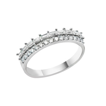 Δαχτυλίδι σειρέ Κ14 λευκόχρυσο με lab-grown ζαφείρια