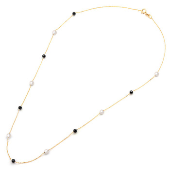 Κολιέ Κ14 χρυσό με σπινέλιους και μαργαριτάρια
