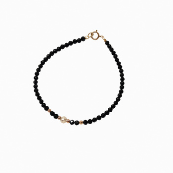 Βραχιόλι Κ14 χρυσό με μαργαριτάρι και σπινέλιους