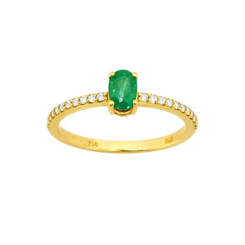 Δαχτυλίδι Κ18 χρυσό με σμαράγδι και διαμάντια