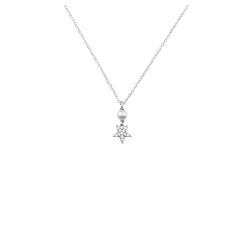Κολιέ αστέρι από ασήμι 925 με ζιργκόν και πέρλα