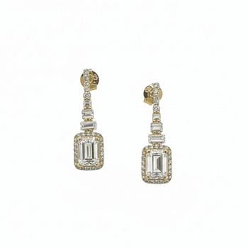 Σκουλαρίκια Κ14 χρυσά ροζέτα με ζιργκόν