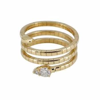 Δαχτυλίδι φίδι Κ14 χρυσό με ζιργκόν