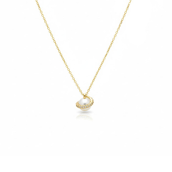 Κολιέ Κ14 χρυσό με μαργαριτάρι και ζιργκόν