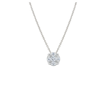 Κολιέ ροζέτα Κ18 λευκόχρυσο με διαμάντια