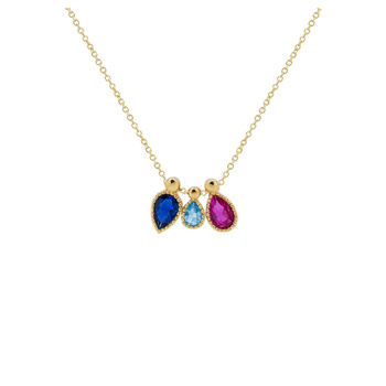 Κολιέ σταγόνες Κ9 χρυσό με ζιργκόν οικογένεια με αγόρι