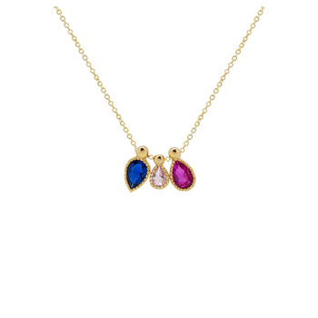 Κολιέ σταγόνες Κ9 χρυσό με ζιργκόν οικογένεια με κορίτσι