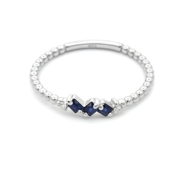 Δαχτυλίδι Κ18 λευκόχρυσο με ζαφείρια και διαμάντια