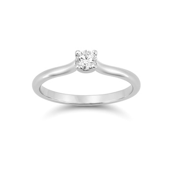 Μονόπετρο δαχτυλίδι Κ18 λευκόχρυσο με διαμάντι 0.20ct , VS2 , F από το HRD