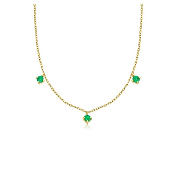 Κολιέ Κ18 χρυσό με σμαράγδια