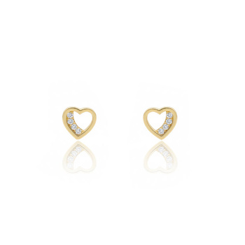 Σκουλαρίκια καρδιά Κ9 χρυσά με ζιργκόν